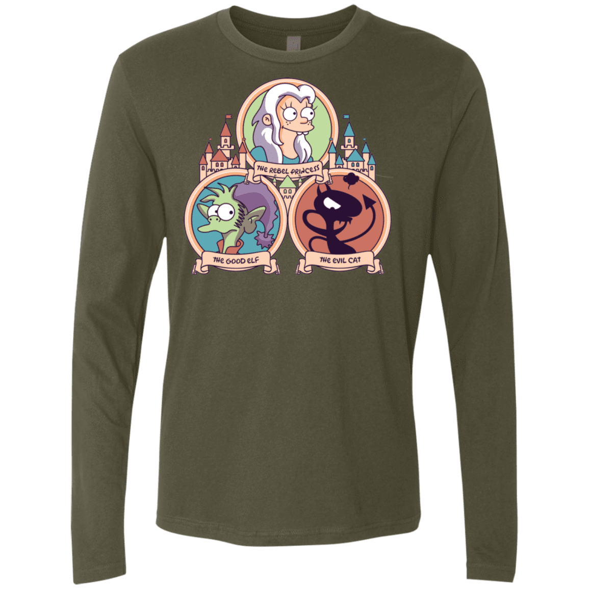 T-Shirts Military Green / S The Rebel, the Good and Evil Cat Men's Premium Long Sleeve