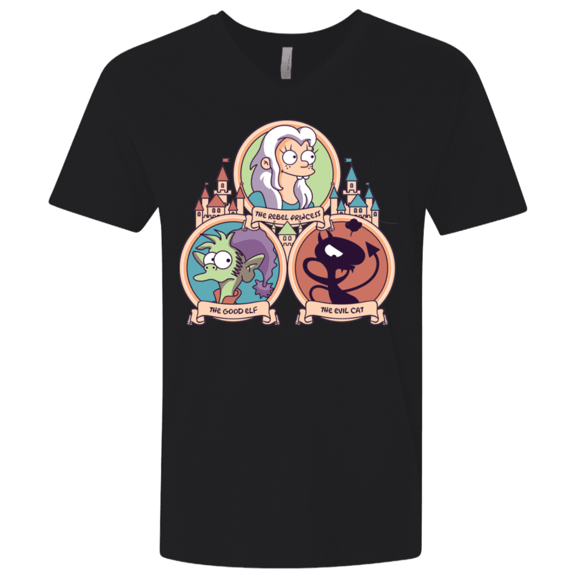 T-Shirts Black / X-Small The Rebel, the Good and Evil Cat Men's Premium V-Neck