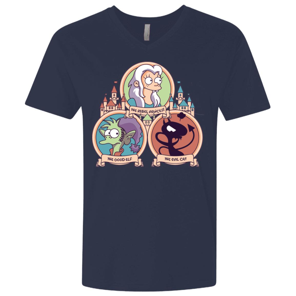 T-Shirts Midnight Navy / X-Small The Rebel, the Good and Evil Cat Men's Premium V-Neck
