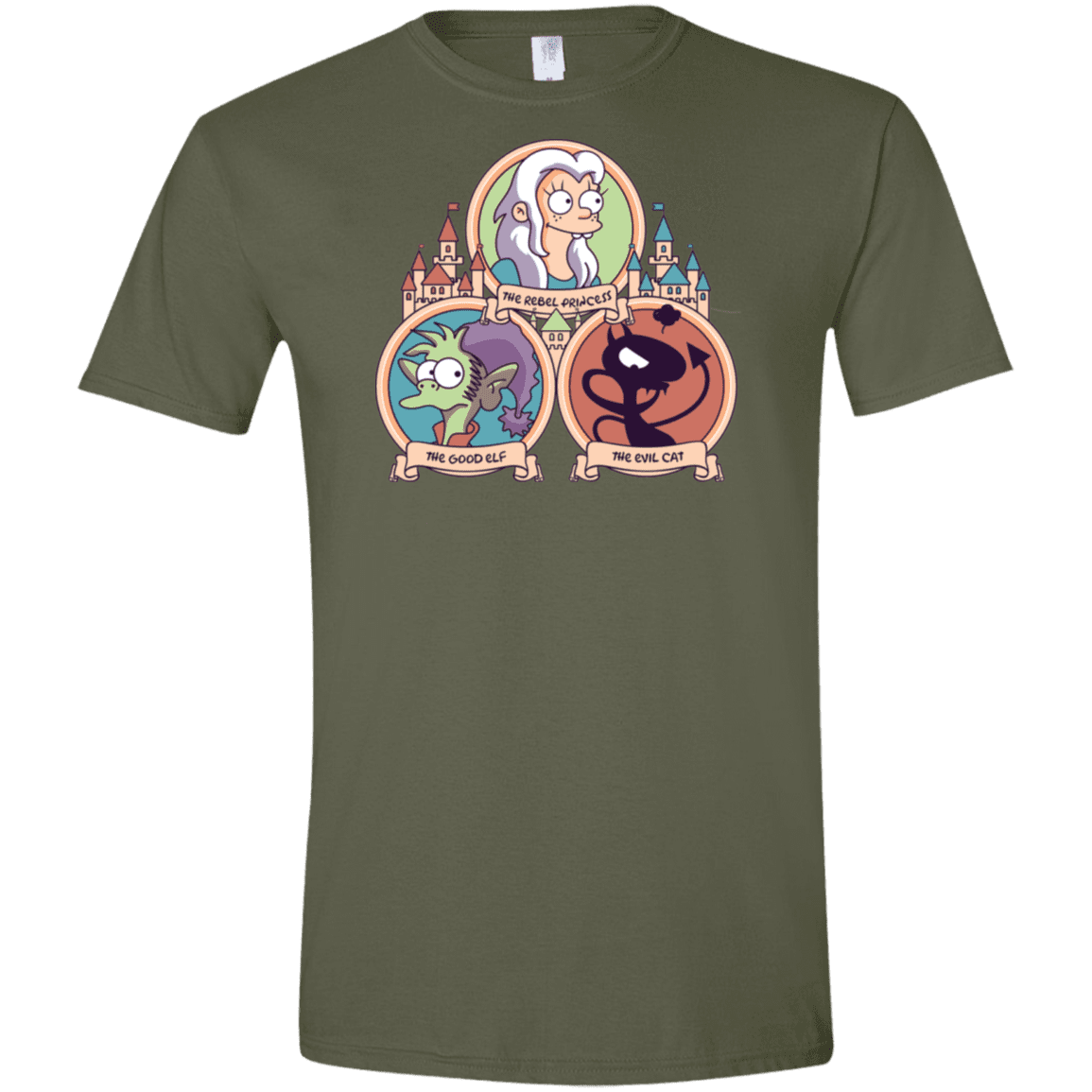 T-Shirts Military Green / S The Rebel, the Good and Evil Cat Men's Semi-Fitted Softstyle