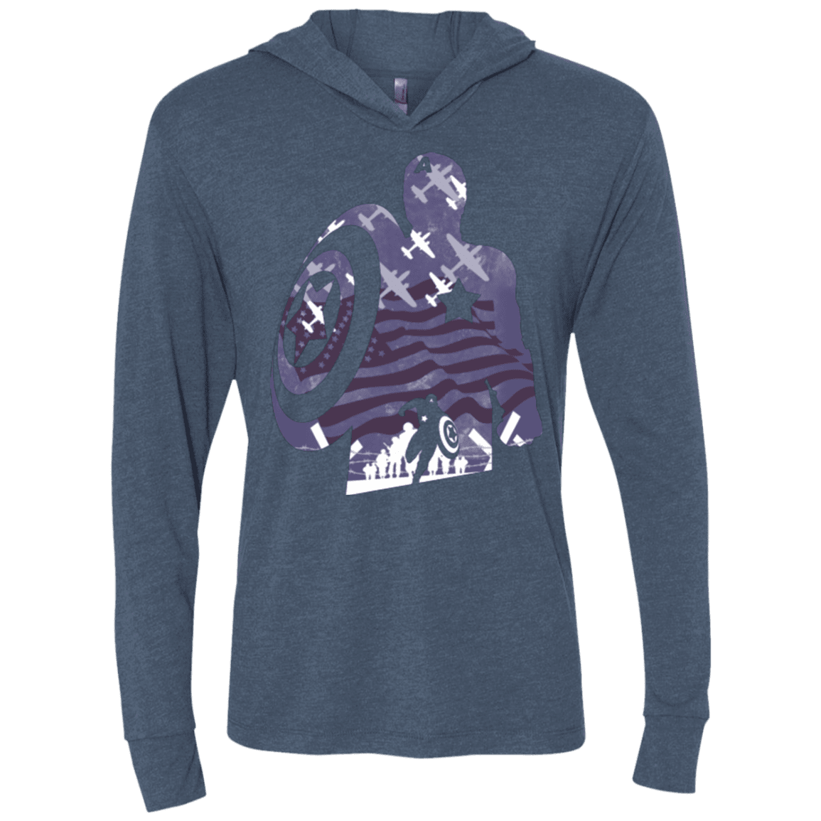 T-Shirts Indigo / X-Small The Soldier Triblend Long Sleeve Hoodie Tee