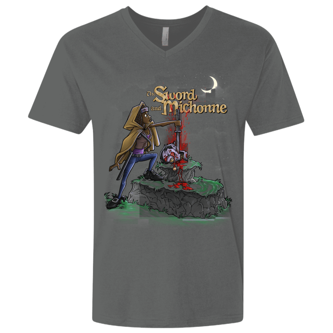 T-Shirts Heavy Metal / X-Small The Sword and Michonne Men's Premium V-Neck