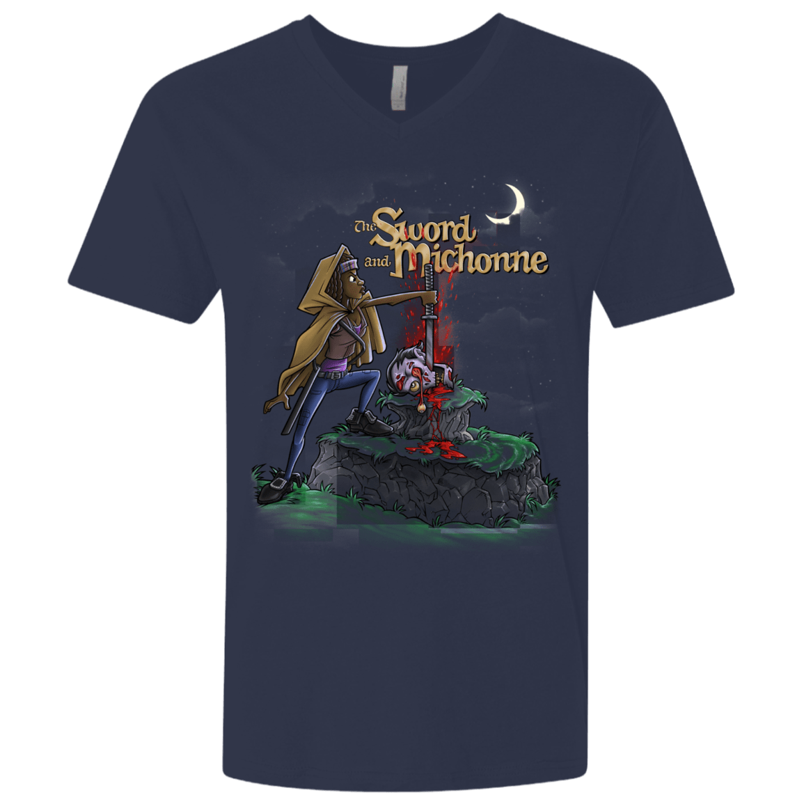 T-Shirts Midnight Navy / X-Small The Sword and Michonne Men's Premium V-Neck