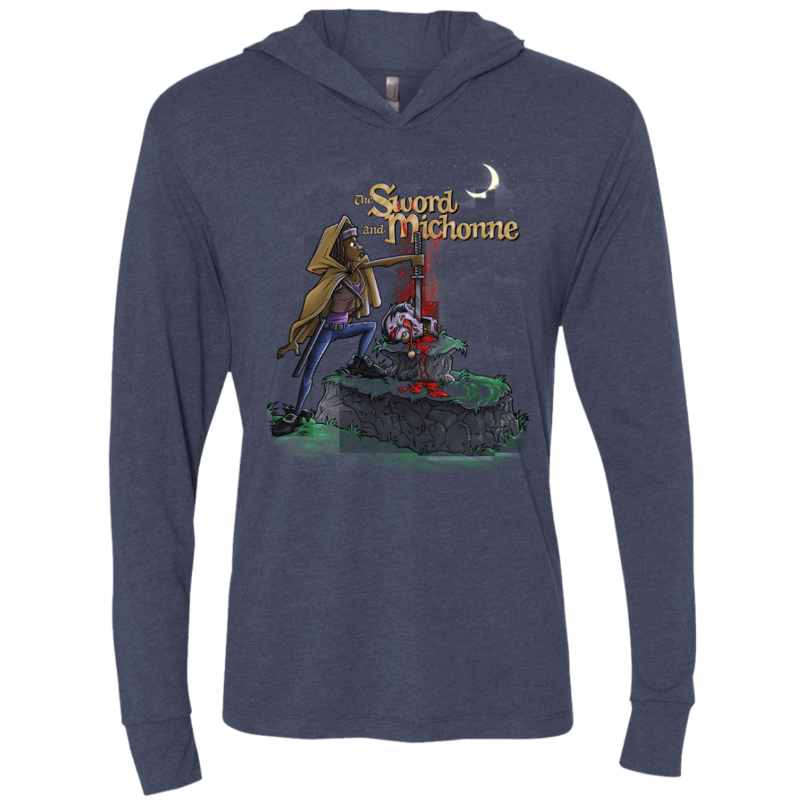 T-Shirts Vintage Navy / X-Small The Sword and Michonne Triblend Long Sleeve Hoodie Tee