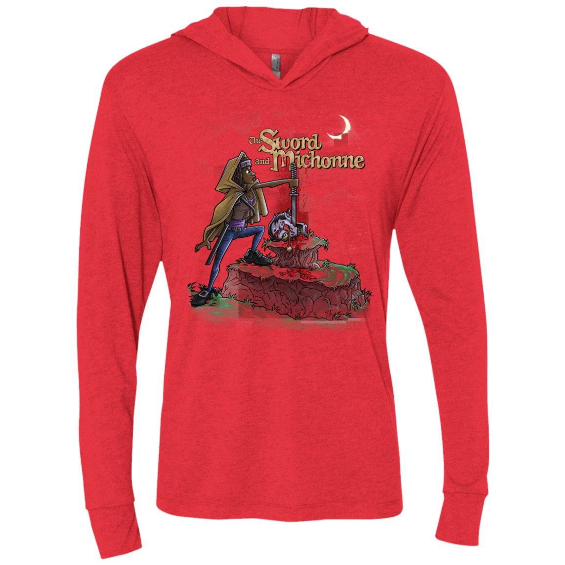 T-Shirts Vintage Red / X-Small The Sword and Michonne Triblend Long Sleeve Hoodie Tee