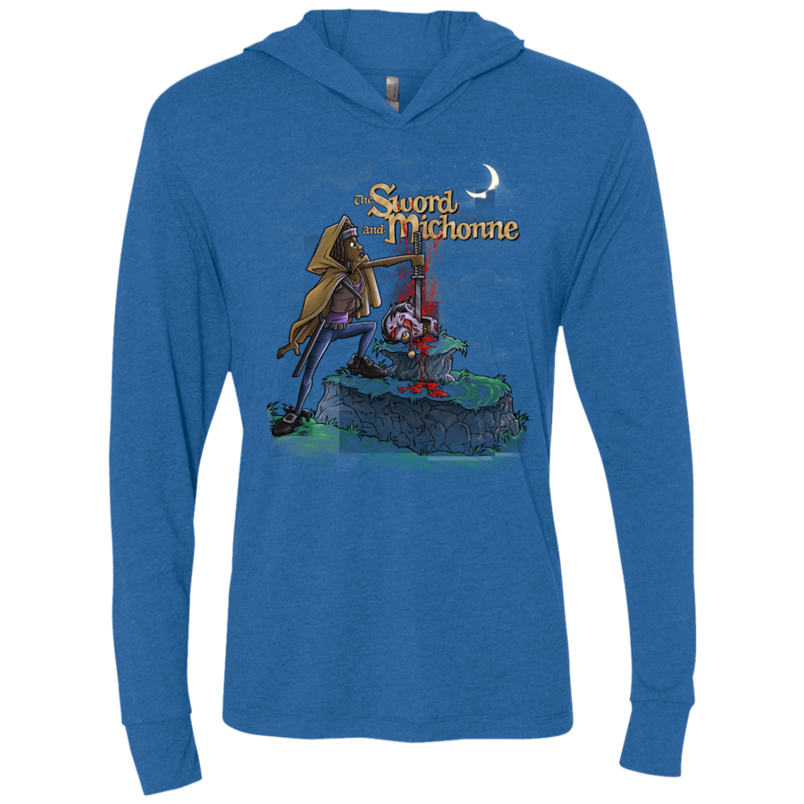 T-Shirts Vintage Royal / X-Small The Sword and Michonne Triblend Long Sleeve Hoodie Tee