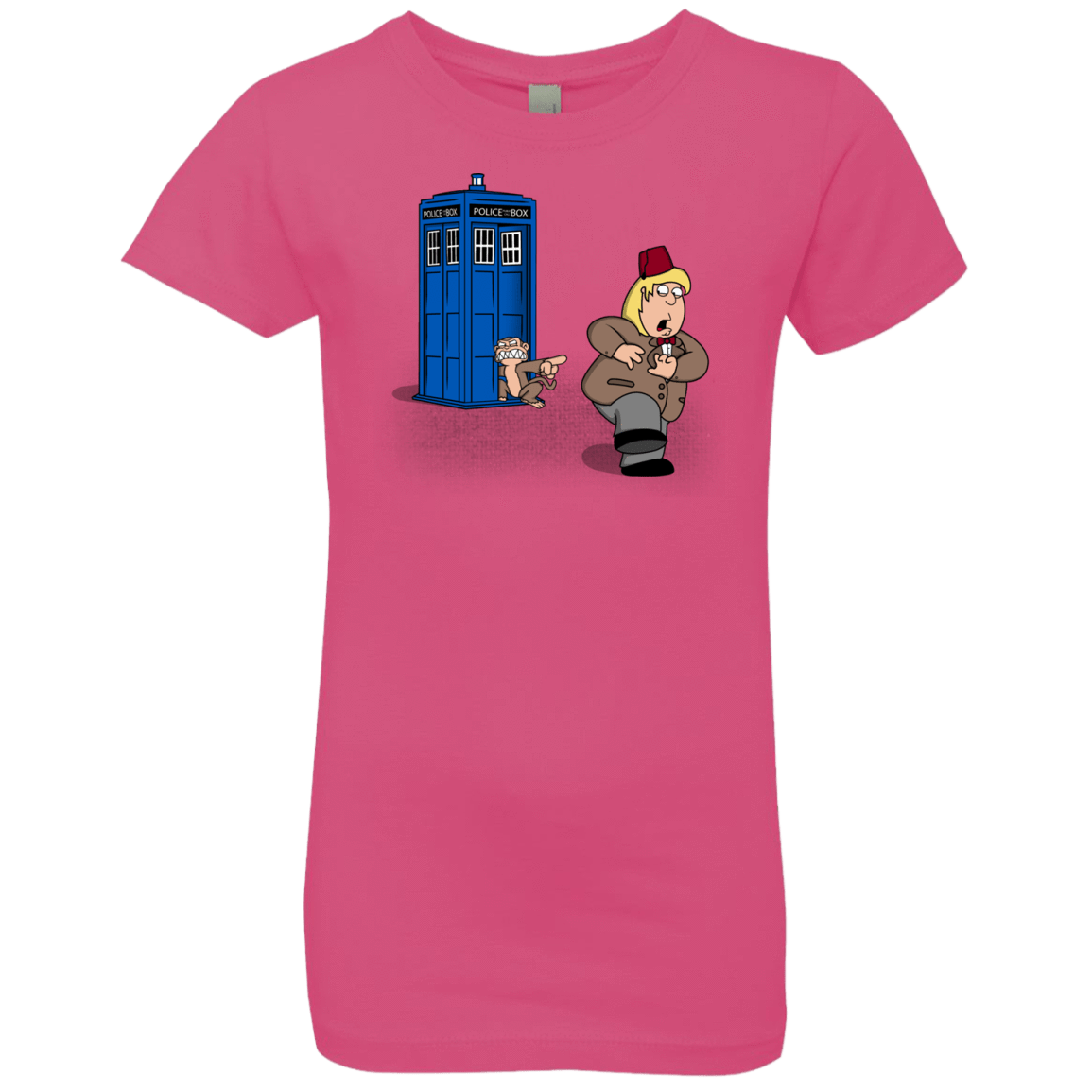 T-Shirts Hot Pink / YXS The Tardis Monkey Girls Premium T-Shirt