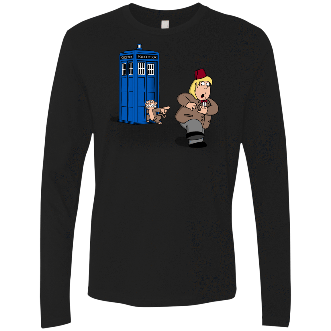 T-Shirts Black / S The Tardis Monkey Men's Premium Long Sleeve