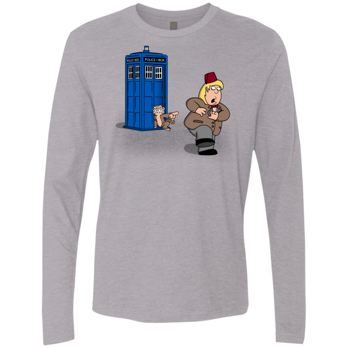 T-Shirts Heather Grey / S The Tardis Monkey Men's Premium Long Sleeve
