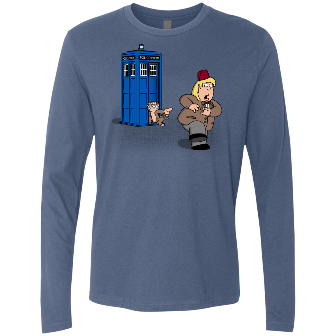 T-Shirts Indigo / S The Tardis Monkey Men's Premium Long Sleeve