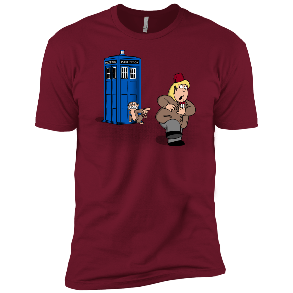 T-Shirts Cardinal / X-Small The Tardis Monkey Men's Premium T-Shirt