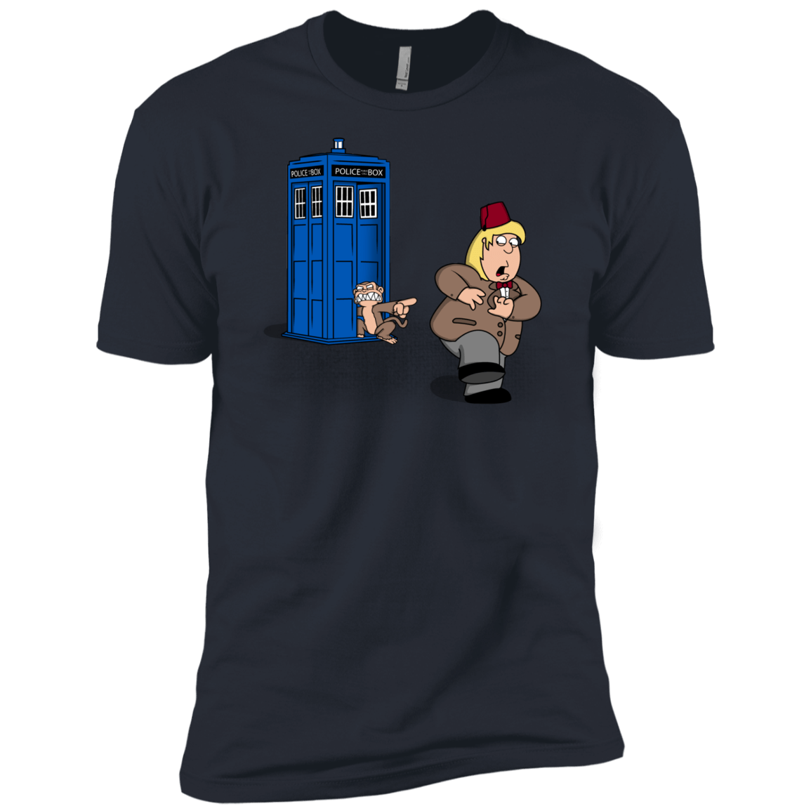 T-Shirts Indigo / X-Small The Tardis Monkey Men's Premium T-Shirt