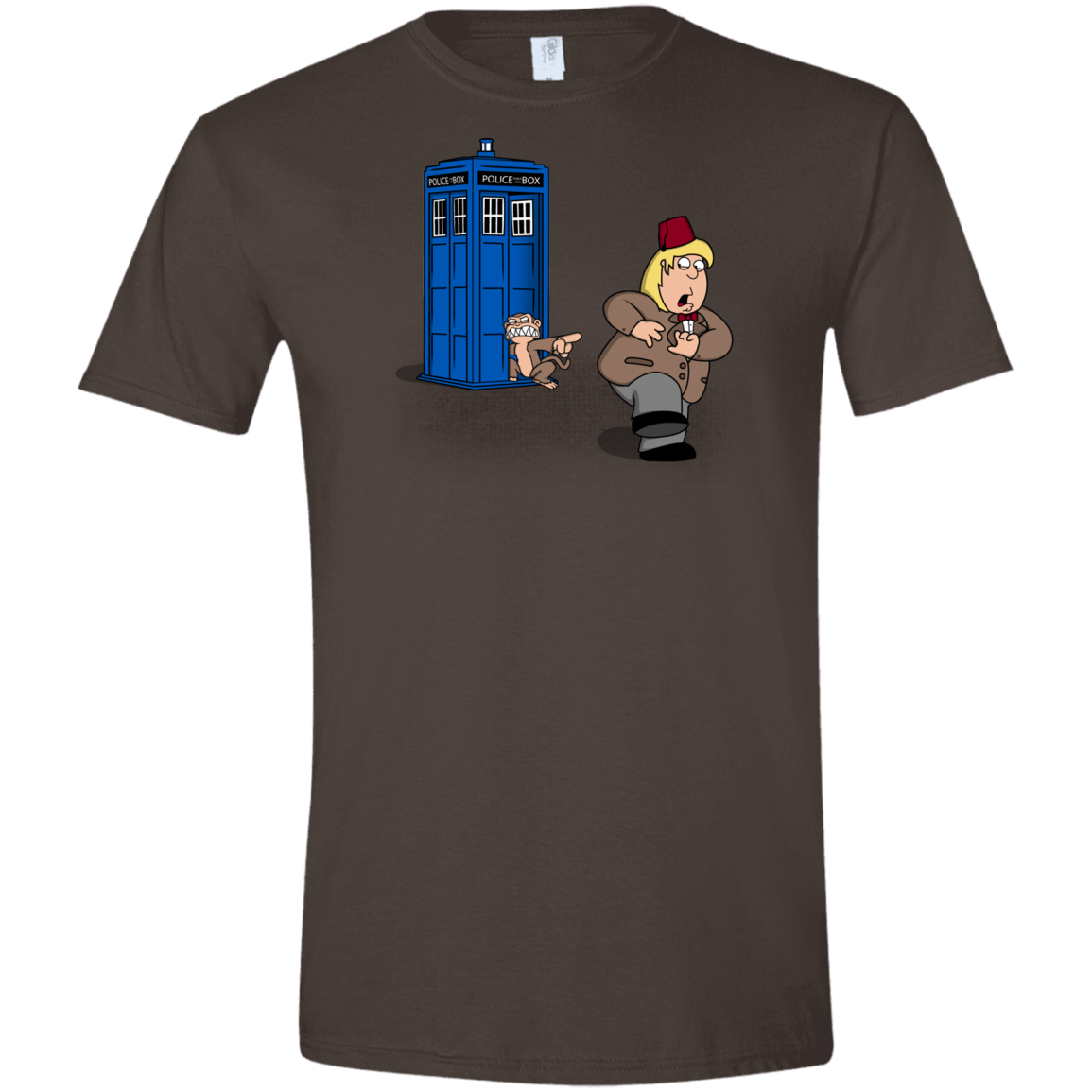 T-Shirts Dark Chocolate / S The Tardis Monkey Men's Semi-Fitted Softstyle