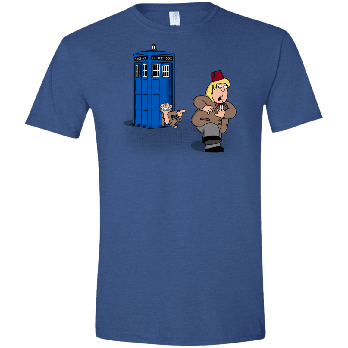 T-Shirts Heather Royal / X-Small The Tardis Monkey Men's Semi-Fitted Softstyle