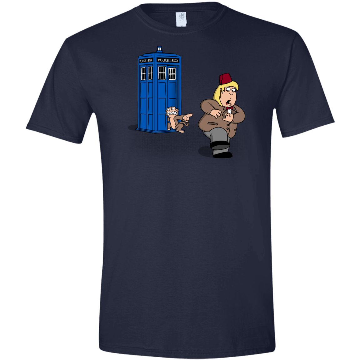 T-Shirts Navy / X-Small The Tardis Monkey Men's Semi-Fitted Softstyle