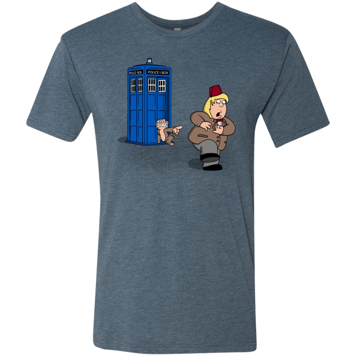 T-Shirts Indigo / S The Tardis Monkey Men's Triblend T-Shirt