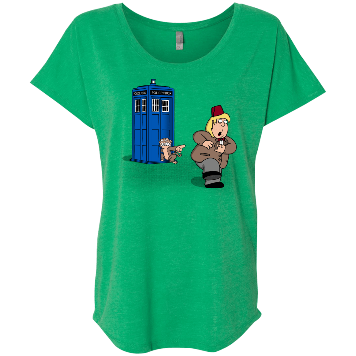 T-Shirts Envy / X-Small The Tardis Monkey Triblend Dolman Sleeve