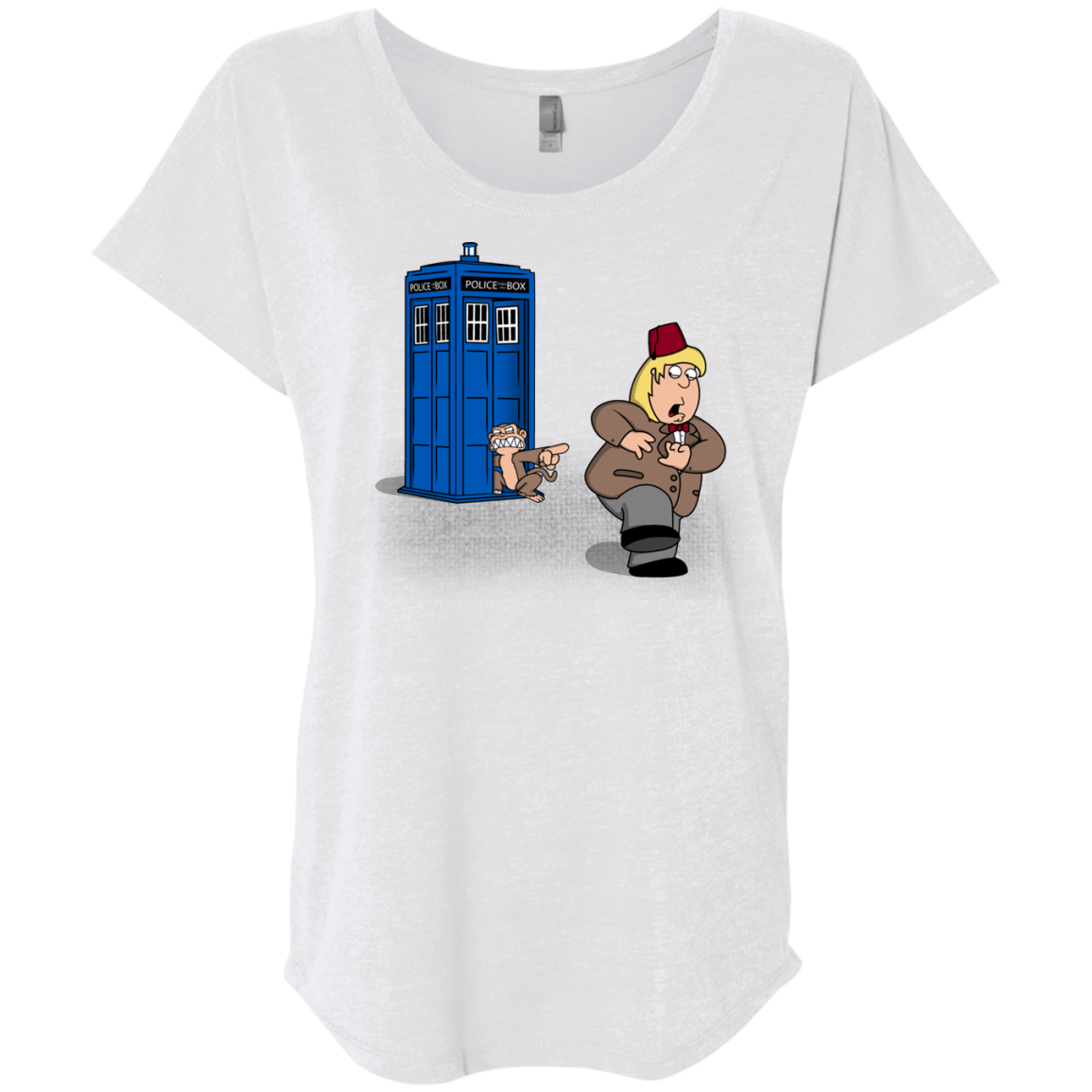 T-Shirts Heather White / X-Small The Tardis Monkey Triblend Dolman Sleeve