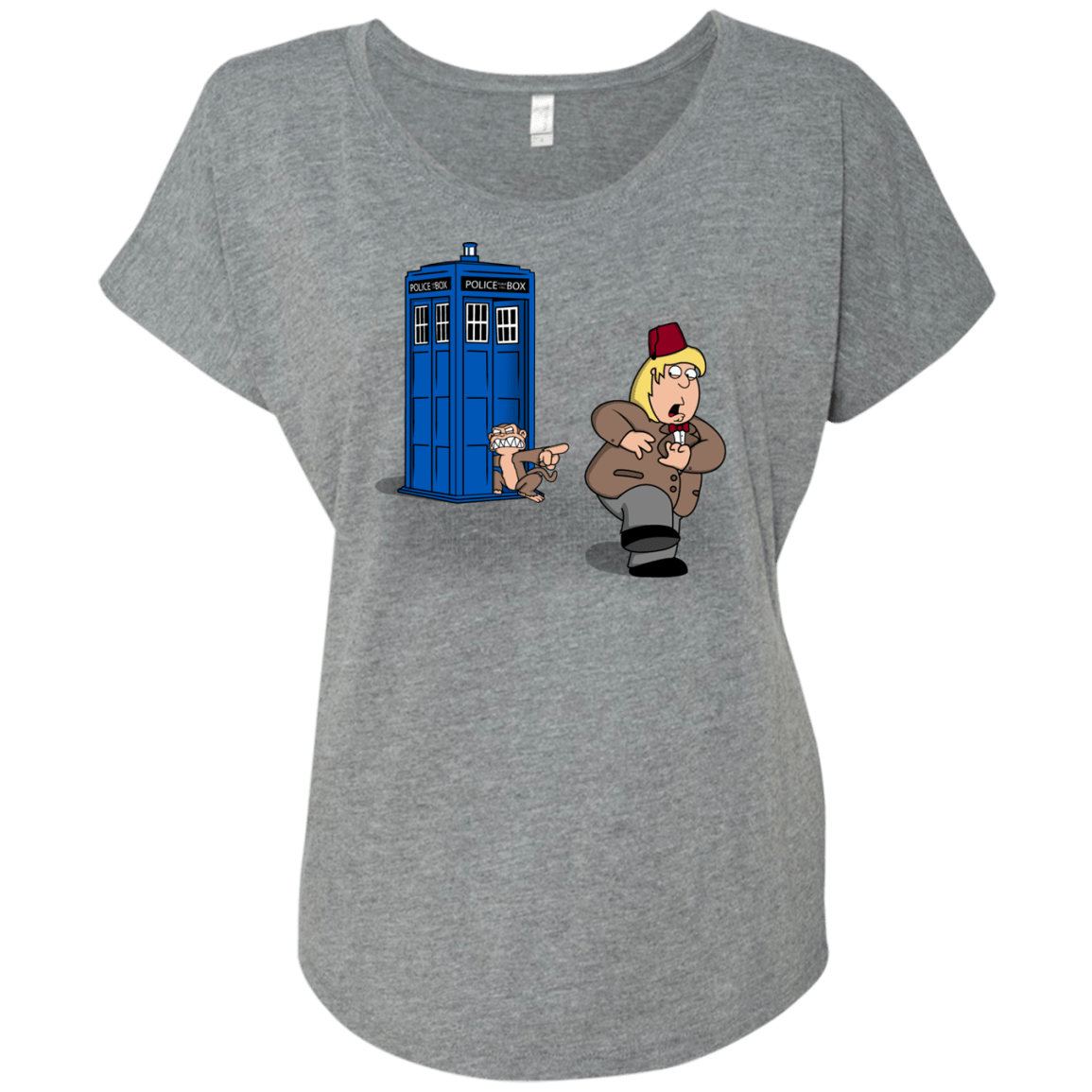 T-Shirts Premium Heather / X-Small The Tardis Monkey Triblend Dolman Sleeve
