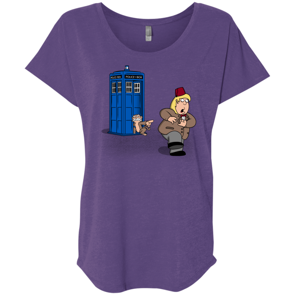 T-Shirts Purple Rush / X-Small The Tardis Monkey Triblend Dolman Sleeve