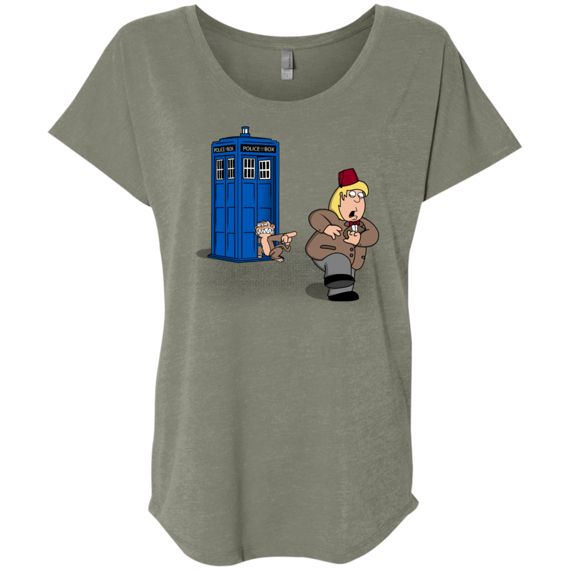 T-Shirts Venetian Grey / X-Small The Tardis Monkey Triblend Dolman Sleeve