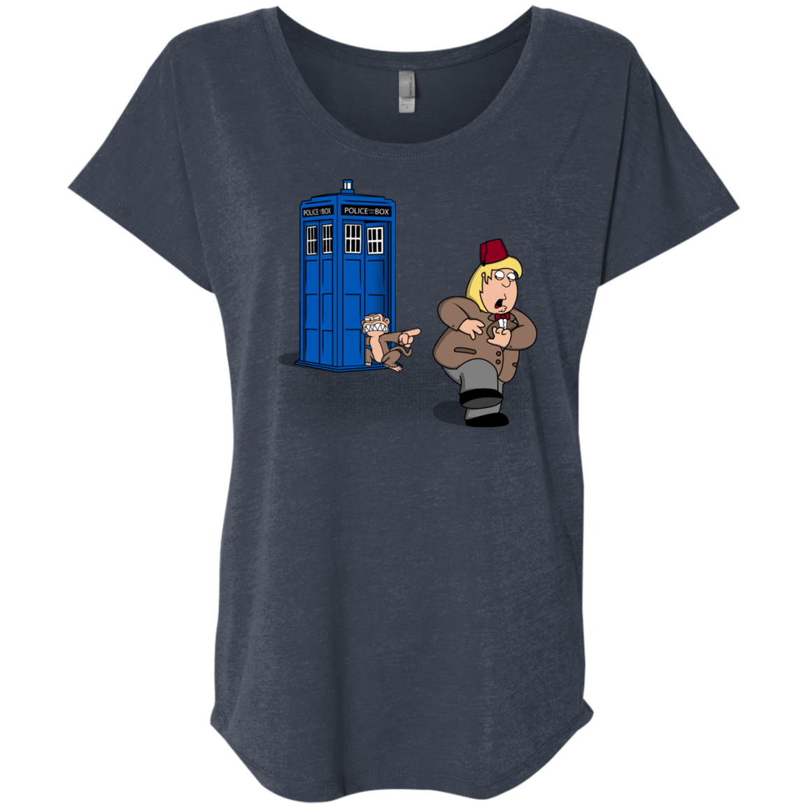 T-Shirts Vintage Navy / X-Small The Tardis Monkey Triblend Dolman Sleeve