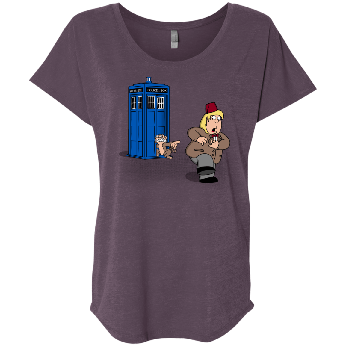 T-Shirts Vintage Purple / X-Small The Tardis Monkey Triblend Dolman Sleeve