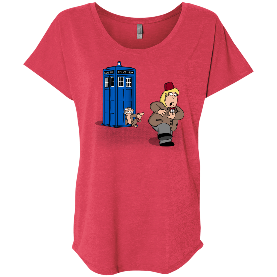T-Shirts Vintage Red / X-Small The Tardis Monkey Triblend Dolman Sleeve