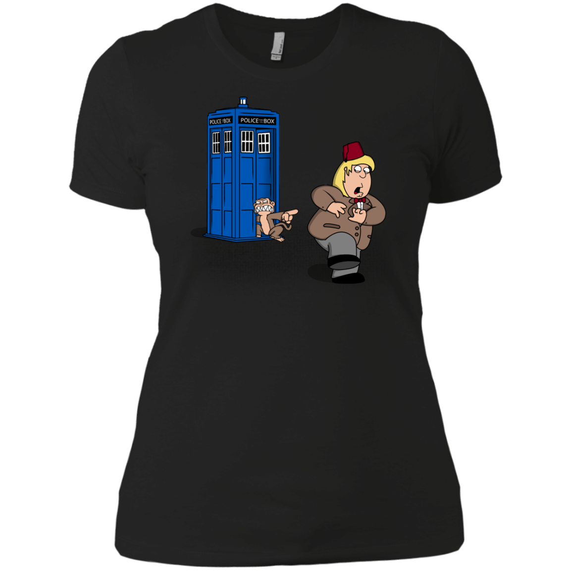 T-Shirts Black / X-Small The Tardis Monkey Women's Premium T-Shirt