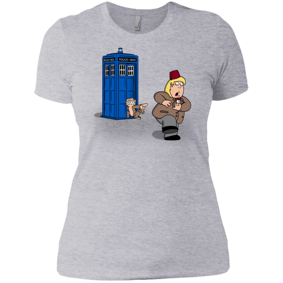 T-Shirts Heather Grey / X-Small The Tardis Monkey Women's Premium T-Shirt