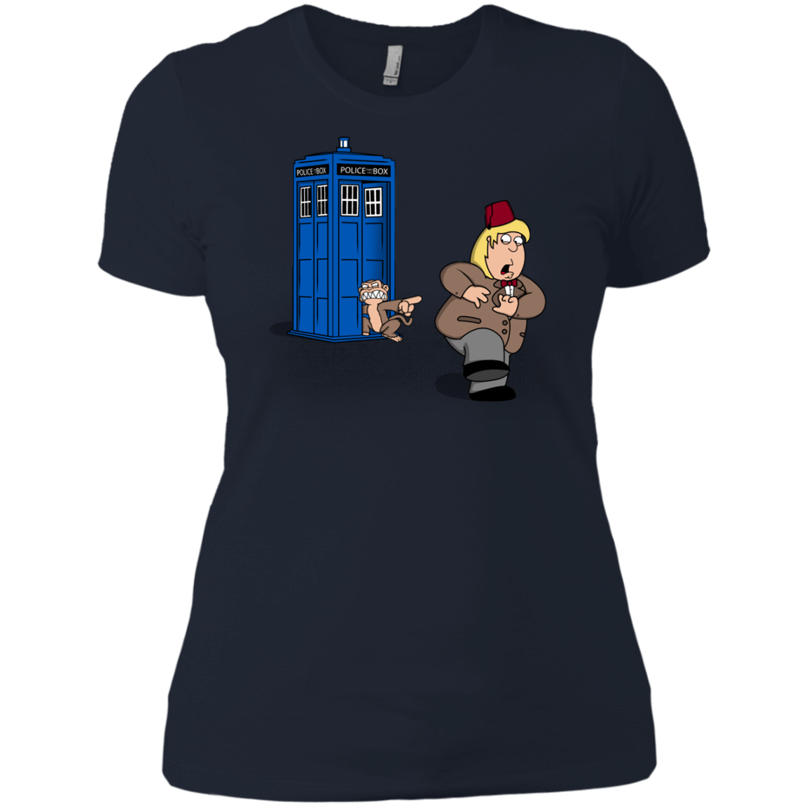 T-Shirts Midnight Navy / X-Small The Tardis Monkey Women's Premium T-Shirt