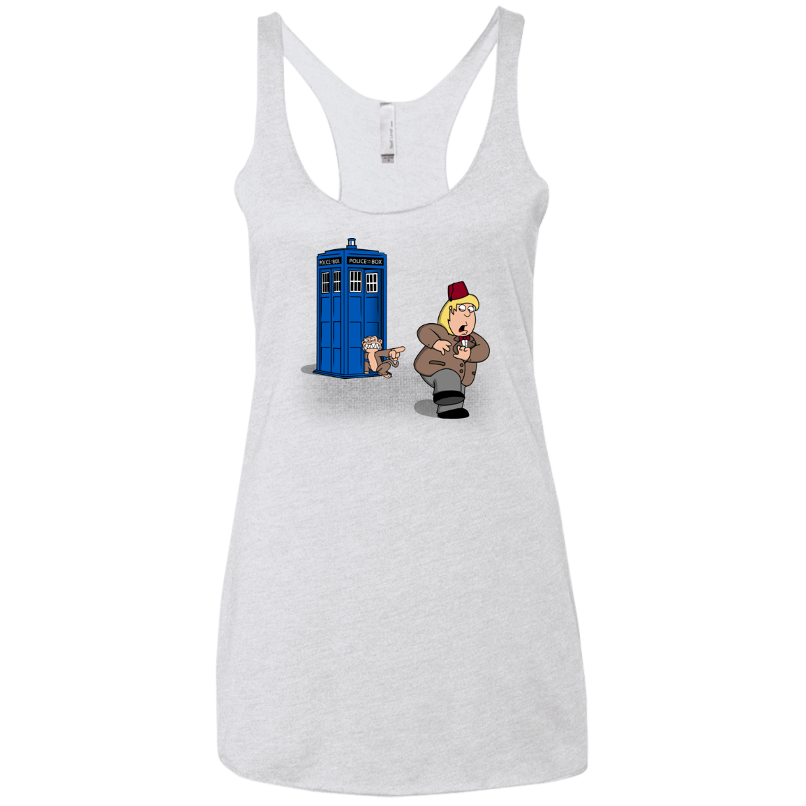 T-Shirts Heather White / X-Small The Tardis Monkey Women's Triblend Racerback Tank