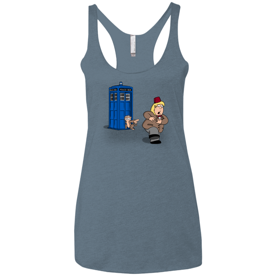 T-Shirts Indigo / X-Small The Tardis Monkey Women's Triblend Racerback Tank