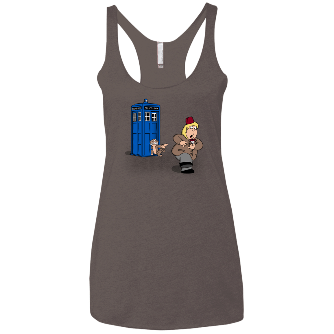 T-Shirts Macchiato / X-Small The Tardis Monkey Women's Triblend Racerback Tank