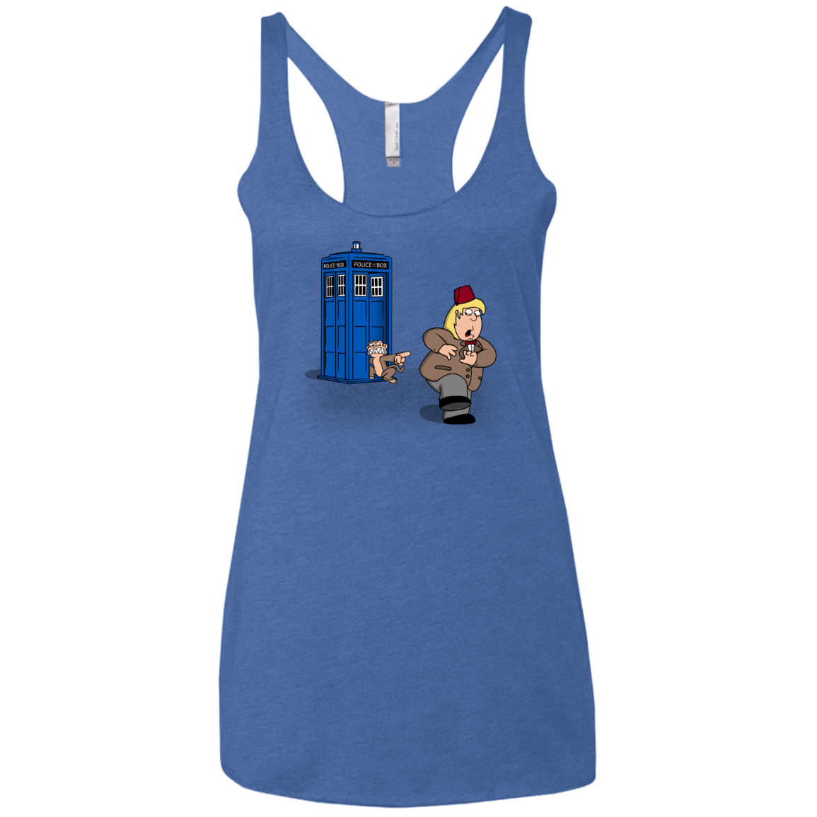 T-Shirts Vintage Royal / X-Small The Tardis Monkey Women's Triblend Racerback Tank