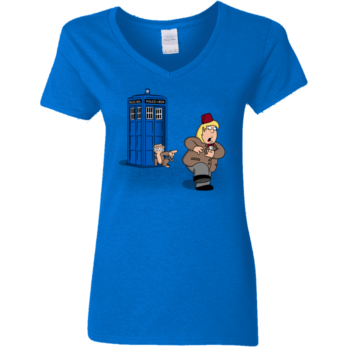 T-Shirts Royal / S The Tardis Monkey Women's V-Neck T-Shirt