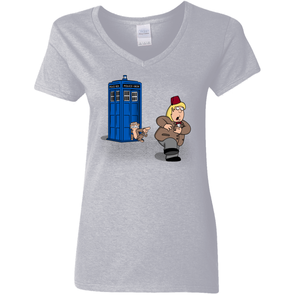 T-Shirts Sport Grey / S The Tardis Monkey Women's V-Neck T-Shirt
