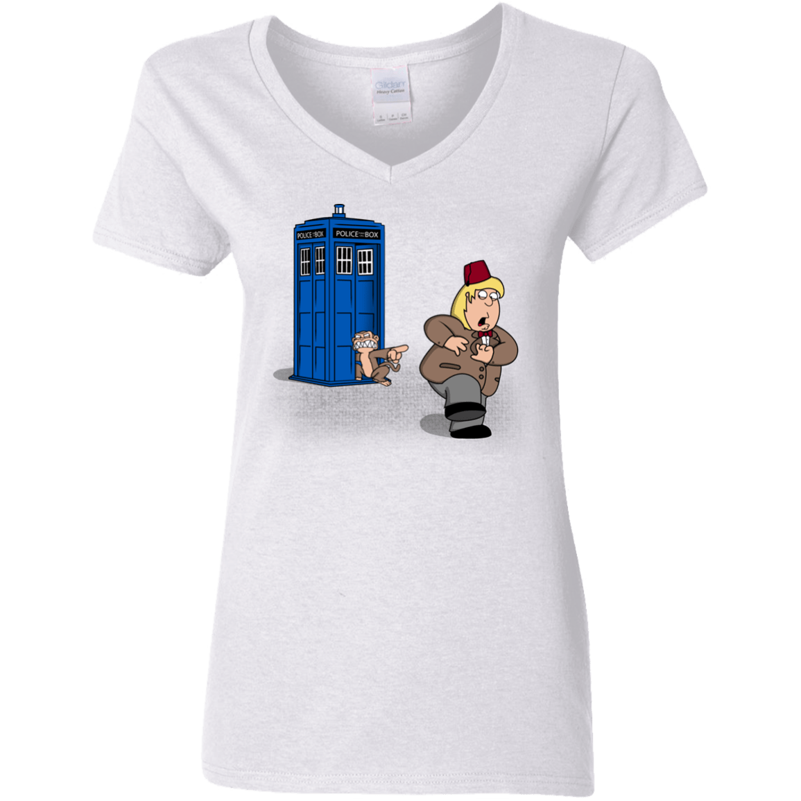 T-Shirts White / S The Tardis Monkey Women's V-Neck T-Shirt