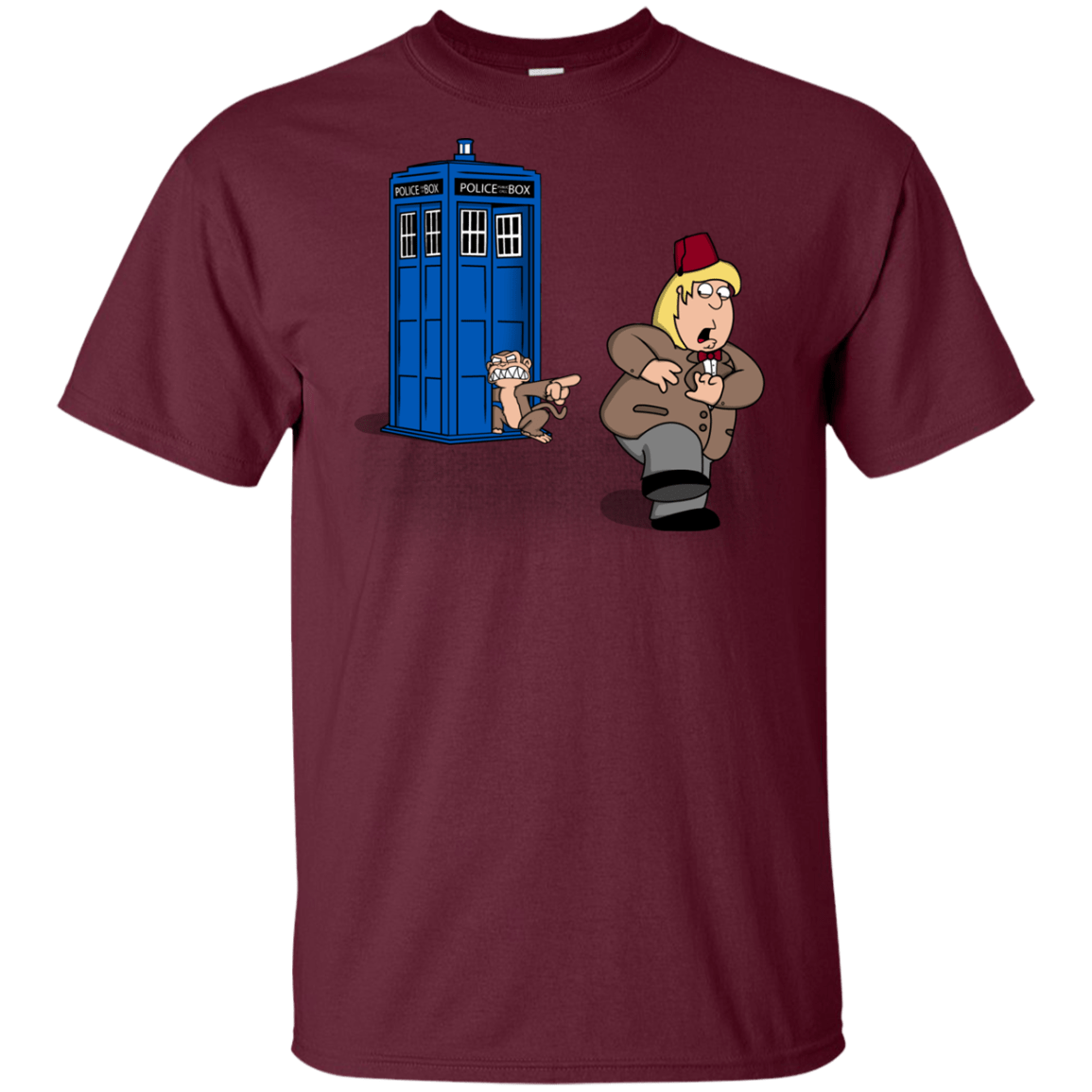 T-Shirts Maroon / YXS The Tardis Monkey Youth T-Shirt