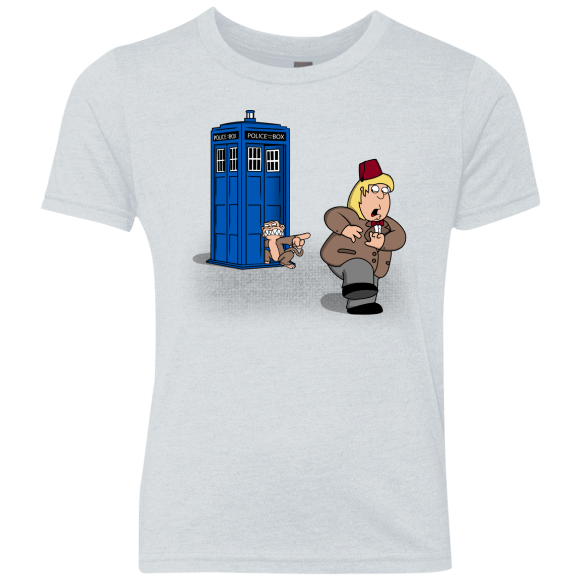 T-Shirts Heather White / YXS The Tardis Monkey Youth Triblend T-Shirt