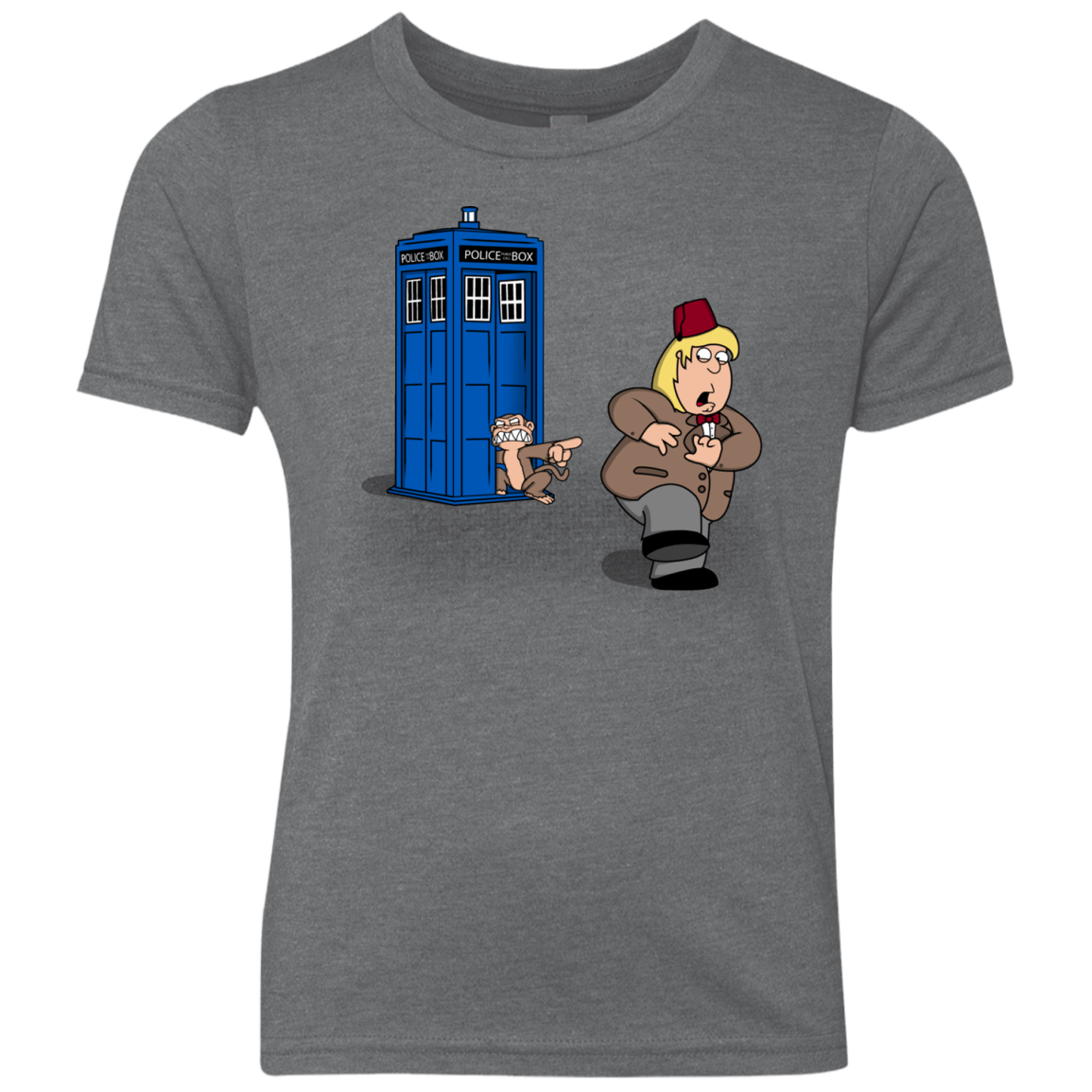 T-Shirts Premium Heather / YXS The Tardis Monkey Youth Triblend T-Shirt