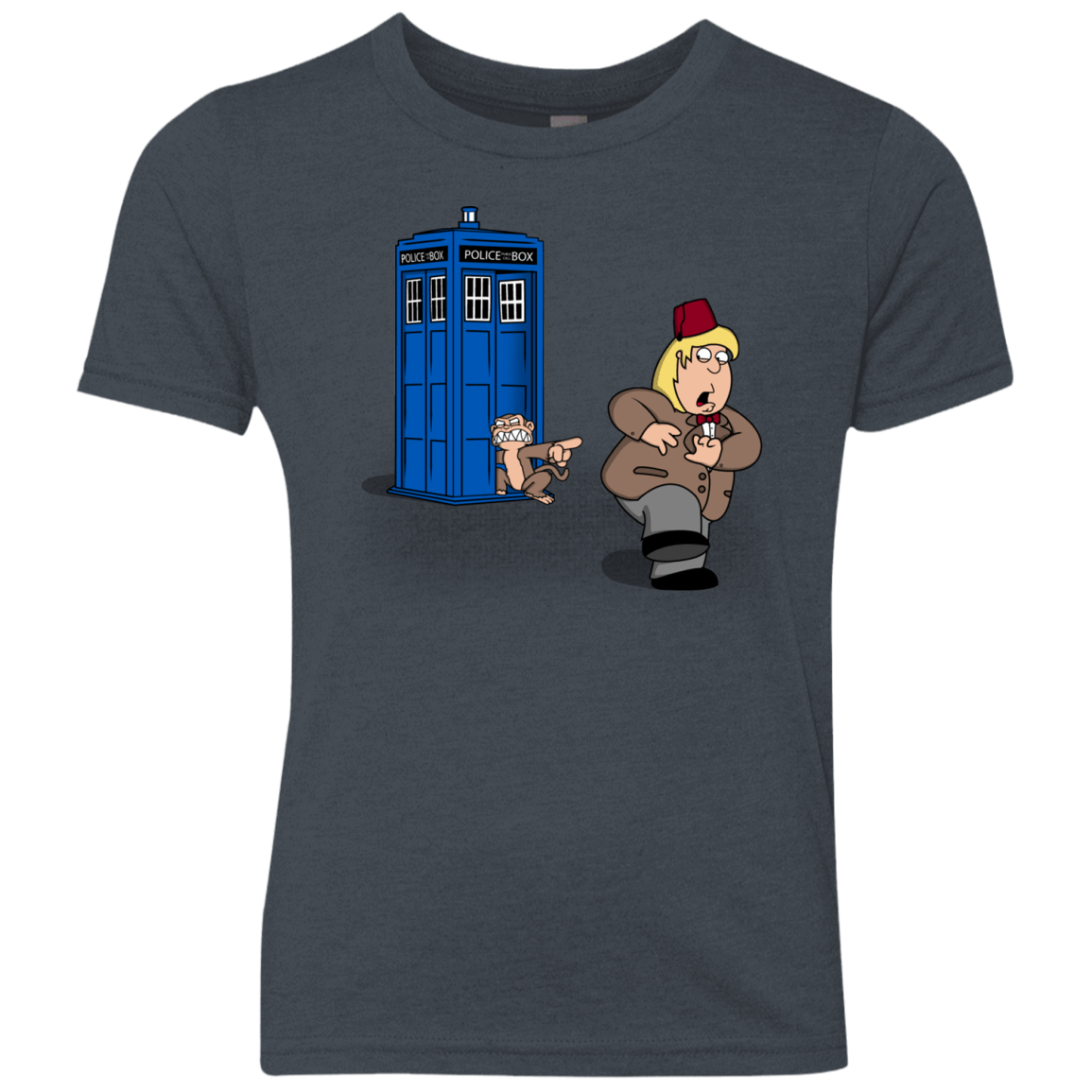T-Shirts Vintage Navy / YXS The Tardis Monkey Youth Triblend T-Shirt