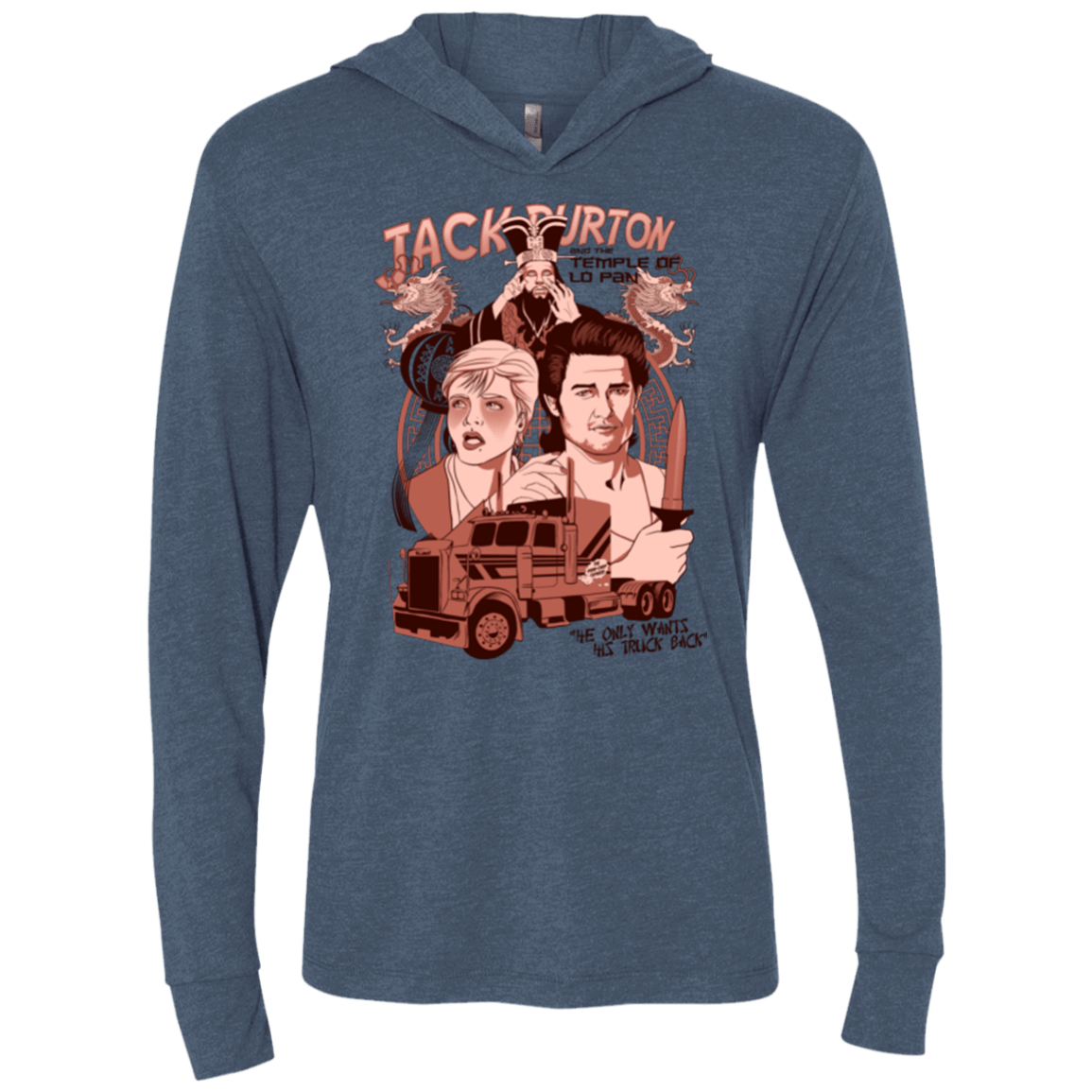 T-Shirts Indigo / X-Small The Temple of Lo Pan Triblend Long Sleeve Hoodie Tee