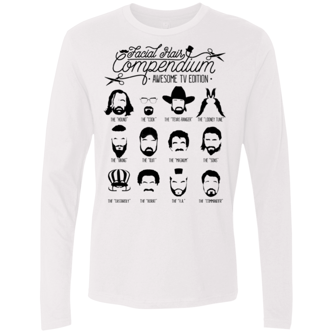 T-Shirts White / Small The TV Facial Hair Compendium Men's Premium Long Sleeve