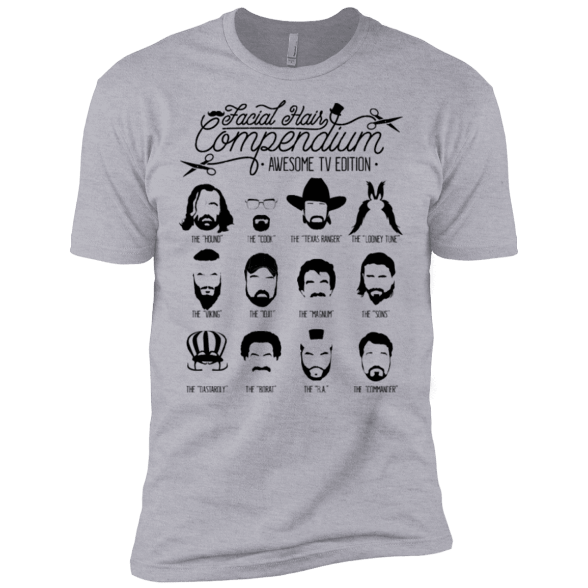 T-Shirts Heather Grey / X-Small The TV Facial Hair Compendium Men's Premium T-Shirt