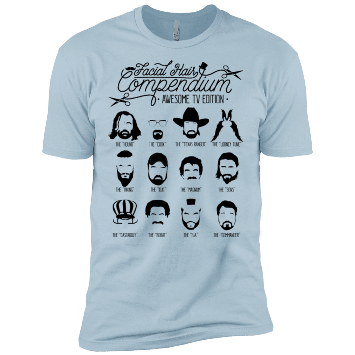 T-Shirts Light Blue / X-Small The TV Facial Hair Compendium Men's Premium T-Shirt