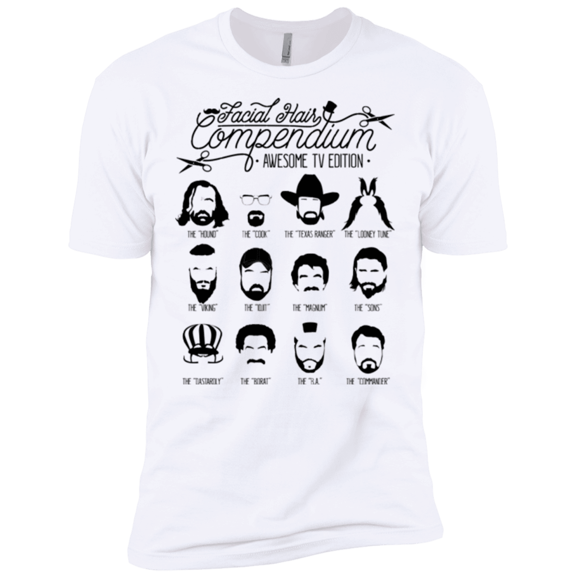 T-Shirts White / X-Small The TV Facial Hair Compendium Men's Premium T-Shirt
