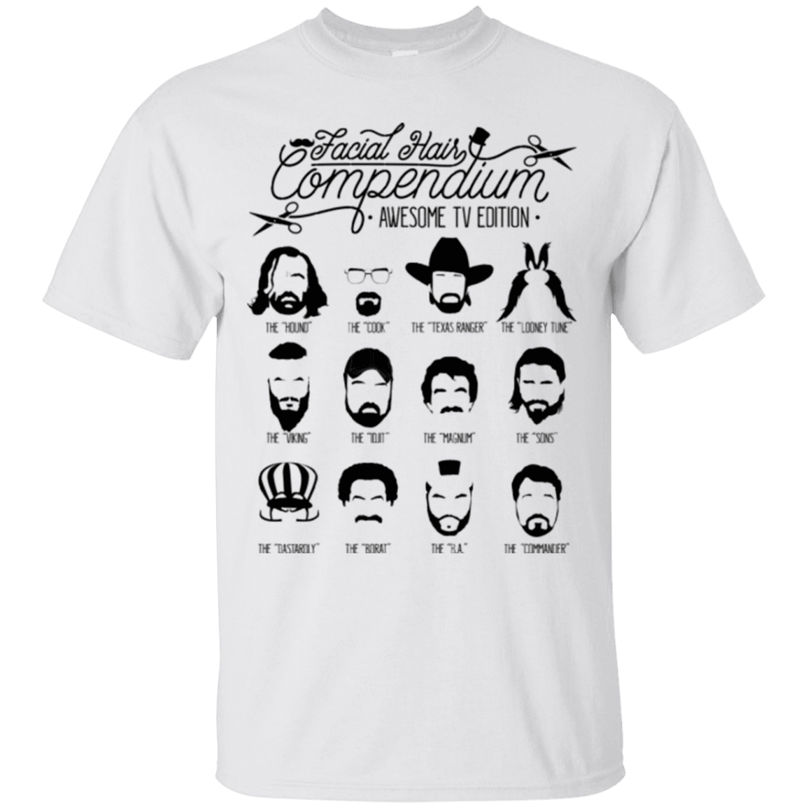 T-Shirts White / Small The TV Facial Hair Compendium T-Shirt
