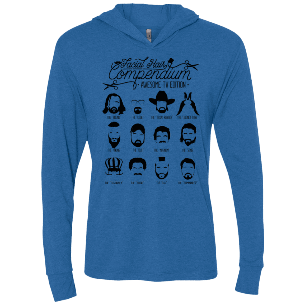 T-Shirts Vintage Royal / X-Small The TV Facial Hair Compendium Triblend Long Sleeve Hoodie Tee