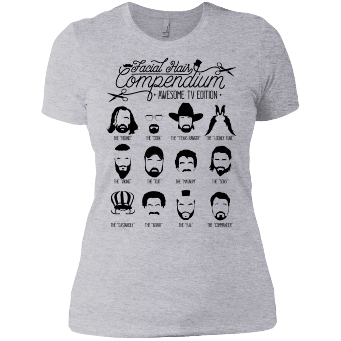 T-Shirts Heather Grey / X-Small The TV Facial Hair Compendium Women's Premium T-Shirt